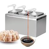 IDAMAKON 6L Saucenspender Pumpstation, Soßenspender, Edelstahl-Gewürzpumpstation Gewürzpumpenspender mit 3 Pumps für Ketchup Mayo Senf Gastro Saucen-Spender für Küche und Restaurant