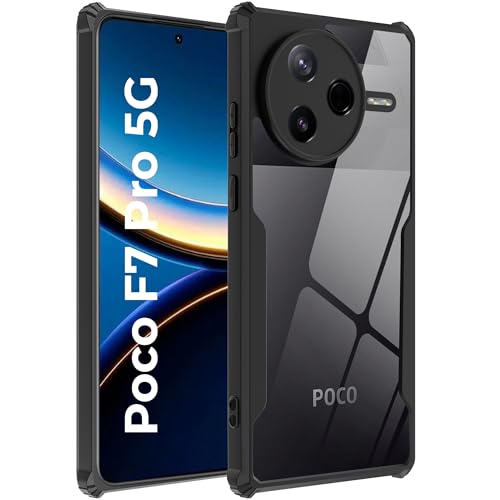 Image of A rtistque Clear Hard Transparent Acrylic Armor Anti-Drop Shockproof TPU Edge Back Cover Case for Poco F7 Pro 5G - Black