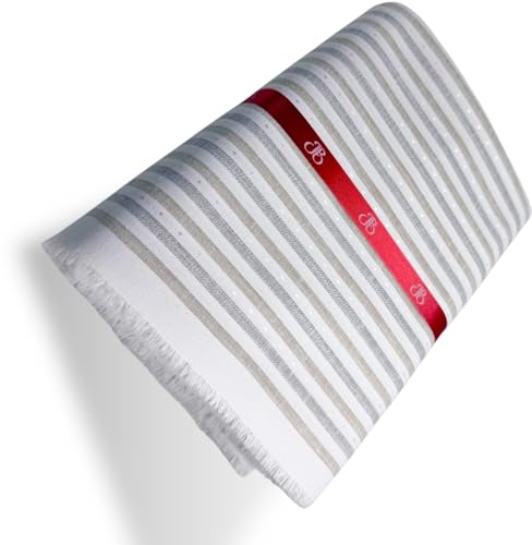 Image of JHABAK'S Unstitched Striped Shirt Fabric for Men - Cotton Linen Blend Lining Material - Shirt and Kurta Piece Cloth