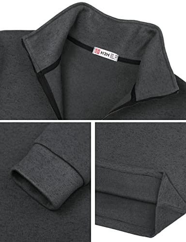 H2H Mens Casual Slim Fit Pullover Sweatshirts Long Sleeve Knitted Fabric Mock Neck Zip Up Napping Inside Charcoal Us Xl/Asia 2Xl (Cmttl144) #TOP4