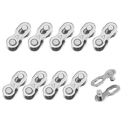 UPOOS 10 Paires Vitesses Chaîne de vélo, Attache Rapide Chaine pour 6, 7, 8 Chaîne de Vitesse, Vélo Attache Rapide de Chaîne,Argent, Réutilisable Cover