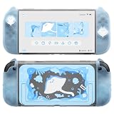 PlayVital Protective Case for Nintendo Switch 2, Kawaii Ocean Whisper Series Dockable Hard Shell Case + Silicone Grips for Switch 2 with Thumb Grips & Sticker, Shockproof Protection Cover - Mint Blue