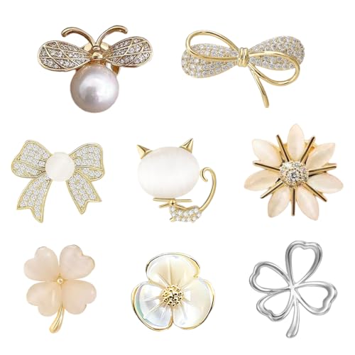 KEWUF 8 pièces Broches pour Femme Broches Et Pins Pour Femme Fantaisie Femmes Mode Broche, Broche de Fixation de Vêtements, Chic Le Lot de Accessoires du Élégant, anti-exposition