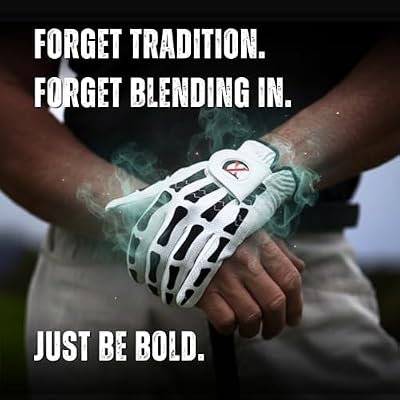Death Grip Skeleton Golf Gloves Men (2 Pack) | Engineered for Dominant Grip with All-Weather Performance Synthetic Leather | Skull & Skeleton Design Cool Golf Gloves