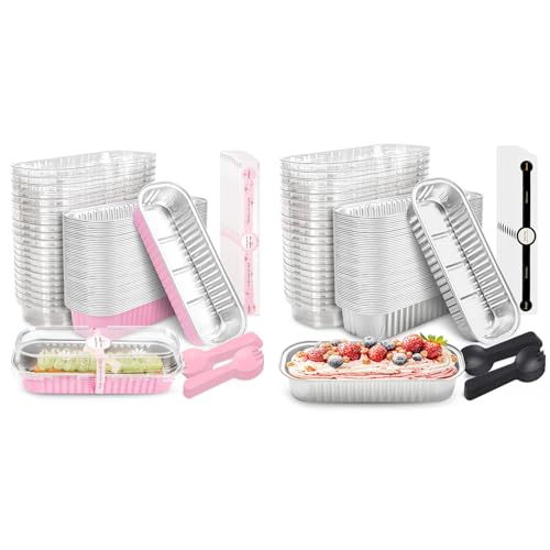 Bundle of 50 PACK Mini Cake Pans with Lids and 50 PACK Mini Cake Pans with Lids