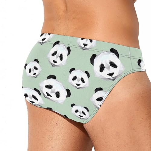 Geometrical Panda Mens Swim Briefs Bikini Sexy Low Rise Trunks Swimsuit Bathing Suit Beach3