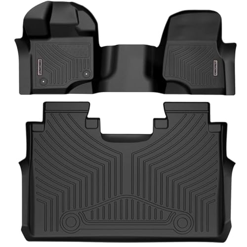 OEDRO Floor Mats Compatible for 2015-2026 Ford F-150 SuperCrew Cab with 1st Row Bench Seats, Unique Black TPE All-Weather Guard Includes 1st and 2nd Row: Front, Rear, Full Set Liners