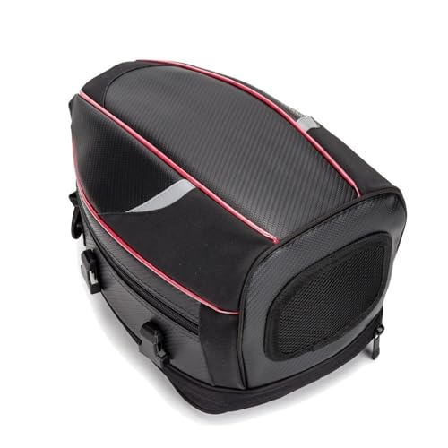 Bolsa trasero para motocicleta resistente al agua con gran capacidad y detalles en rojo