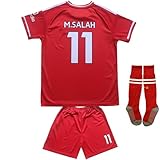 LeenBD Mo. Salah No #11 Lpool 25/26 Kids Soccer Jersey Shirts Football Futbol Socks Set Youth Sizes (Red, 20 (4-5 Years Old))