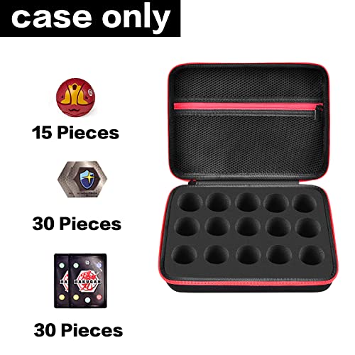 Image of Comecase Hard Carrying Case Compatible with Bakugan Figures, Storage Organizer Box with 15 Foam Slots and Mesh Pocket for 60+ Cards, Travel Holder for Kids Toys (Case Only)- Black