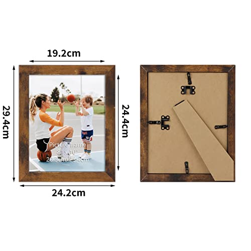 Vasemouh 8x10 Photo Frames, Wooden Vintage 10x8 Picture Frames Set of 7, Table or Wall Decoration, Brown, 10x8in - Image 2