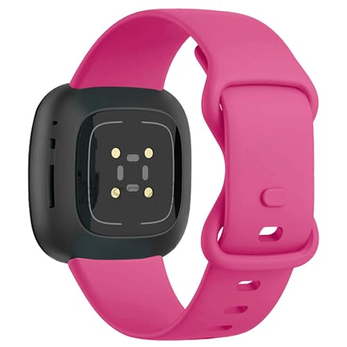 Techaccessor Strap Compatible with Fitbit Versa 3 / Versa 4 / Sense/Sense 2, Classic Soft Silicone Watch Straps Wristbands Unisex, Small Large (Large: 18-22cm, Hot Pink)