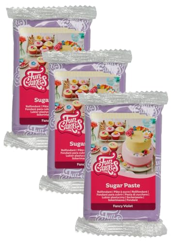 FunCakes Pasta de Azúcar Violeta Fancy 250 g (Paquete de 3)