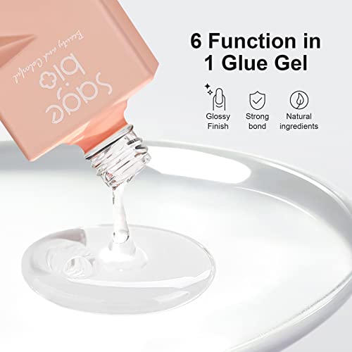 6 In 1 Nail Glue Gel Uv Cure Gel Glue Adhesive For Acrylic Nails Long Lasting Extension Gel Glue, Rhinestone Glue For False Nail Tips And Press On Nails And Nail Repair Purpose #TOP1