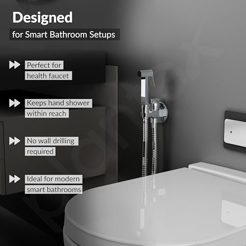 Image of Plantex 2 in 1 Angle Cock with Health faucet and Hand Shower Holder /Angle Valve for Bathroom /Hand shower Bracket /Angle Valve with Faucet Bracket /Bathroom Accessories - Pack of 1(AC22)
