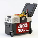 Inuitz Tragbare elektrische Kühlbox, 30 l, Kompressor, 12 V, für Auto und Abenteuer, maximale Effizienz, verstärkte Räder und Hochleistungs-PU-Isolierung, Auto-Kühlschrank