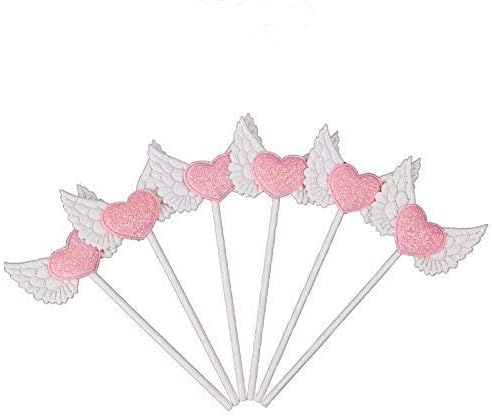 efoot Angel Decorations Party,20PCS Personalized Angel Wings Cupcake Toppers Picks, Cake Topper Perfect for Bridal Baby Shower, Wedding and Birthday Party Decoration (White)