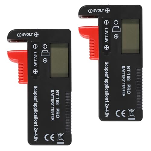 UMLIFE 2 Pack Battery Tester, Digital LCD Universal Battery Checker for AA AAA C D 9V 3.7V 1.5V...