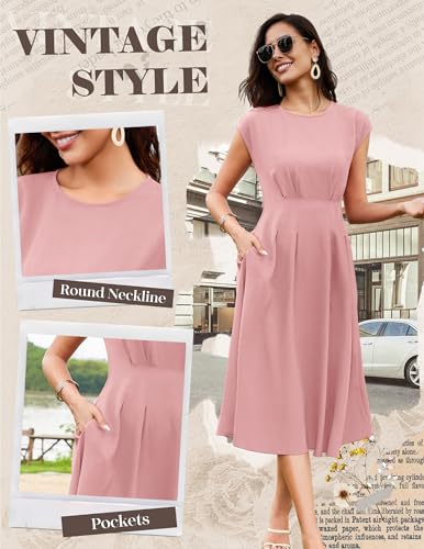 Image of Wedtrend 1940s Dress for Women 1950s Retro Dress Midi Cocktail Wedding Guest Dresses for Women Vintage Dress with Pockets