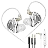 KZ Axas Gaming Earbuds Wired with Mic for PS4 PC Xbox PS5, Noise Isolation IEM for Gaming with Low Latency, Comfort-Fit Earphones for Laptop, Consoles and Mobile (White, Mic)