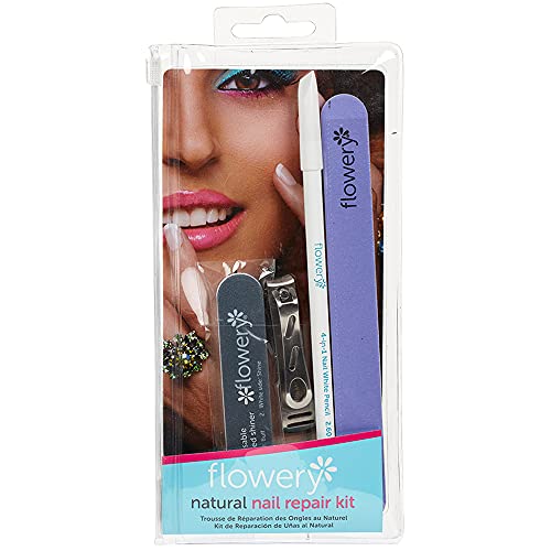 Flowery Natural Nail Repair Kit Includes:ultra Violet Nail File, Nail Clipper, 4-In-1 Nail White Pencil And Professional Buffer/Shinner #TOP14