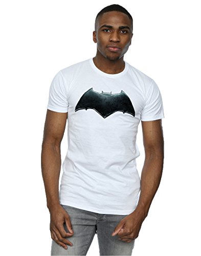 DC Comics Men's Justice League Movie Batman Emblem T-Shirt Small White