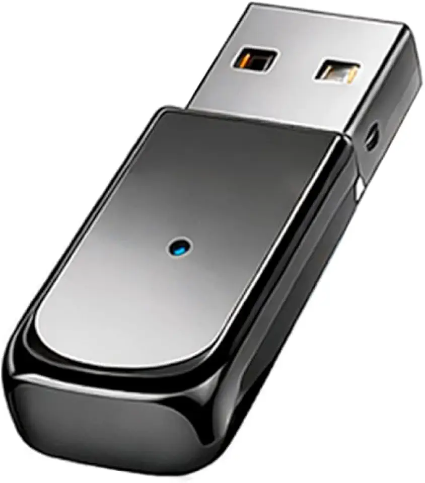 Adaptador Bluetooth USB para Som Automotivo – Receptor de Áudio Sem Fio Tipo Pendrive, Chamadas Hands-Free e Música, Plug & Play Universal para Carro, PC e Caixas de Som