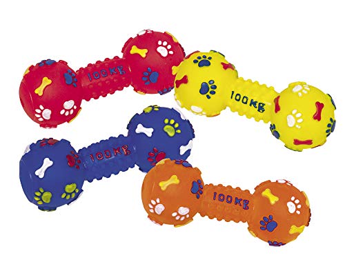 Nobby Vinyl Hantel Classic mit Squeaker farbig Sortiert 14 cm