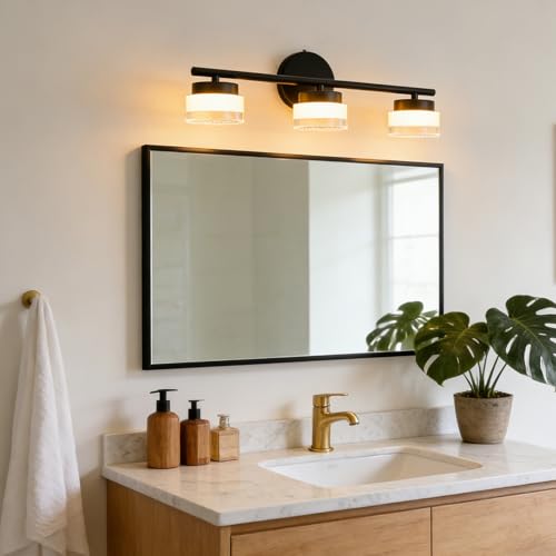 Image of DAYCENT 3-Light LED Bathroom Vanity Lights Black Wall Light Over Mirror