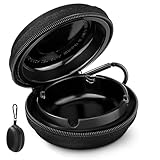 DESPOINA Cenicero Portátile, Cenicero con llavero, Mini Cenicero Se abre fácilmente, gran capacidad, Antiolores para Viaje, Exteriores, Senderismo (Negro-1)
