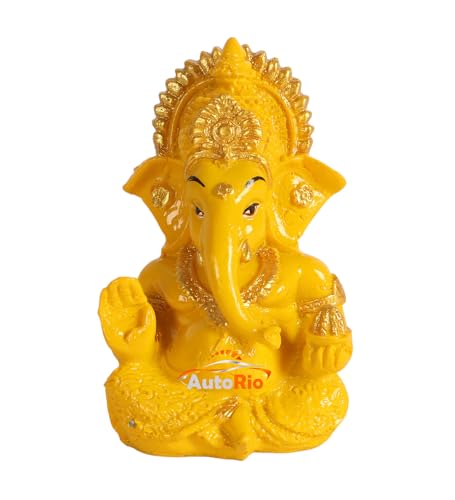 Image of Shri Ganesha Idol for Car Dashboard | Lord Statue for Home, Office & Pooja Room Decor | Spiritual Gift for Housewarming, Festive & Religious Occasions(Yellow)