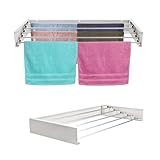 Crystals Wall-Mounted Retractable Airer | Foldable Laundry Drying Rack with 70/80/100cm Rods | Space-Saving Indoor & Outdoor Clothes Dryer, 4.2m Hanging Space, Easy Installation (100cm Clothes Rack) - Image 7