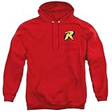 Trevco Batman Robin Logo Unisex Adult Pull-Over Hoodie, Red, Large