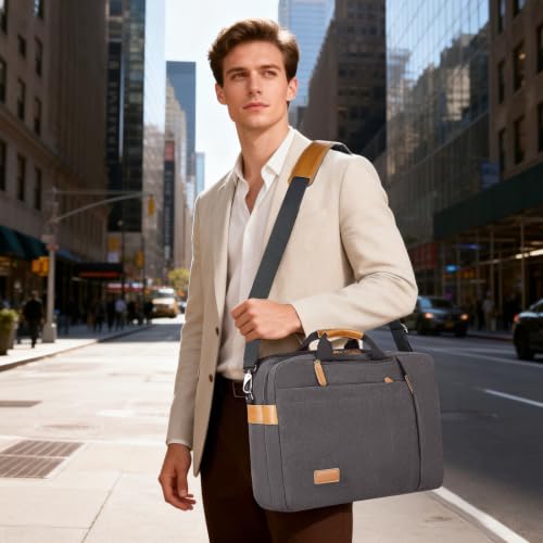 Image of ESTARER Laptop Computer Bag for Men 3 In 1, 17-17.3 Inch Laptop Messenger Bag for Business /Work /Travel, Convertible Backpack Briefcase Water resistant Canvas Laptop Backpack (Grey)