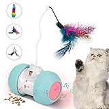 Contanbor Interactive Cat Toys for Indoor Cats,Electric Feather Cat Toy with Treats Dispenser Mouse Sound,USB Charging 2000mah 2 Speed 3 Modes Automatic Feather Cat Toys