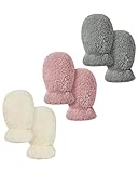 Baby Mittens Winter Infant Gloves - Warm Fleece Lined Mittens for Newborn Baby Boy Girl 0-12 Months No Scratch 3 Pairs White & Pink & Light Gray 0-12 Months