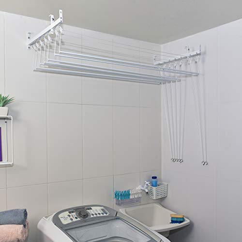 Varal de Parede e Teto Prático - 7 Varetas Individuais de 1,20 metros