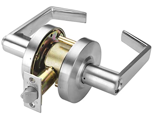 Lynn Hdwr Heavy Duty Commercial Cylindrical Lever Door Lock (Privacy/Bathroom Function, Satin Chrome, 26D) Non-Handed, Grade 2 Industrial Door Handle - Ul 3 Hour Fire Rated & Ada Compliant #TOP2