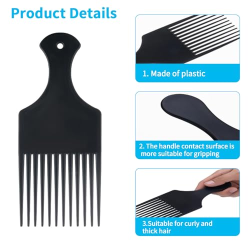 GVSS 3 x Afro Comb, Long Afro Kinky Hair Comb, Wide Flat Tooth Plastic Hair Comb - Image 3