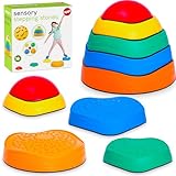 Tippi Sensory Stepping Stones for Kids - 5 Stackable Pieces With Sensory Textured Surfaces - Outdoor Play Equipment For Toddlers - Balance Toys For Children Age 18 Months +