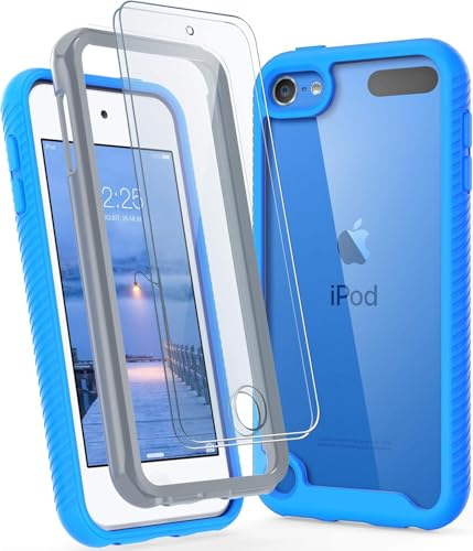 ULAK Coque pour iPod Touch 7, Housse Étui iPod Touch 6/5 2en1 avec Protection d'écran Intégrée Avant et Arrière Transparente Protection Complète Antichocs Coque...
