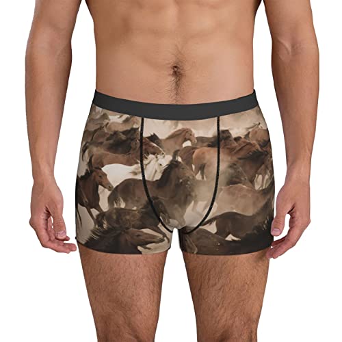 Herren Atmungsaktive Boxershorts Komfort Weiche erweiterte Größen Unterwäsche mit elastischem Bund, Wüstenpferd, Large Cover