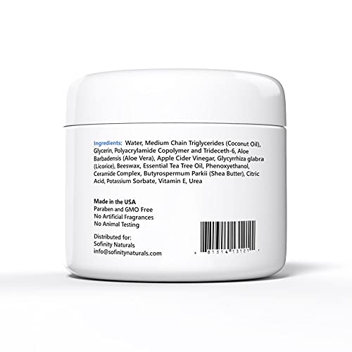 Skin Therapy Cream For Adults & Kids – Powerful Natural Formula With Tea Tree Oil, Coconut Oil, Aloe Vera, Shea Butter, Licorice, Apple Cider Vinegar, Bees Wax, Urea & Ceramides - Lotion By Sofinity #TOP6