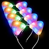 Light up Furry Kitty Headband LED Cat Ears Headband Cute Festival Hair Hoop Cosplay Halloween...