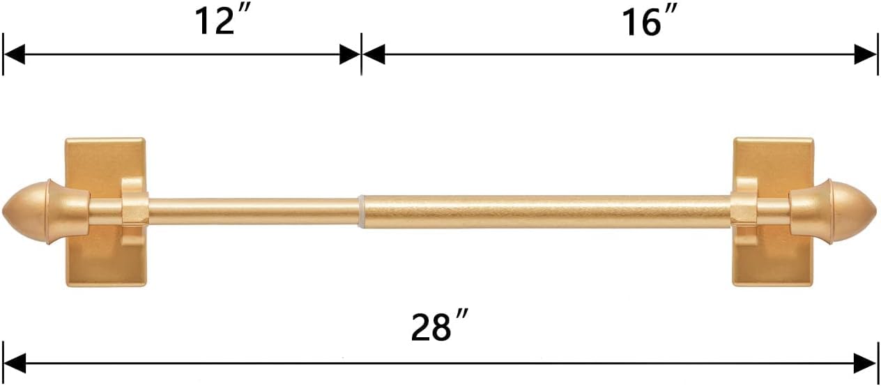 Magnetische Gardinenstange für Metalltüren und Fenster, 40,6 bis 71,1 cm, vielseitig verwendbar, verstellbare Geräte für Eisen und Stahl, 1,27 cm Durchmesser, werkzeugfrei, goldfarben, 4 Stück
