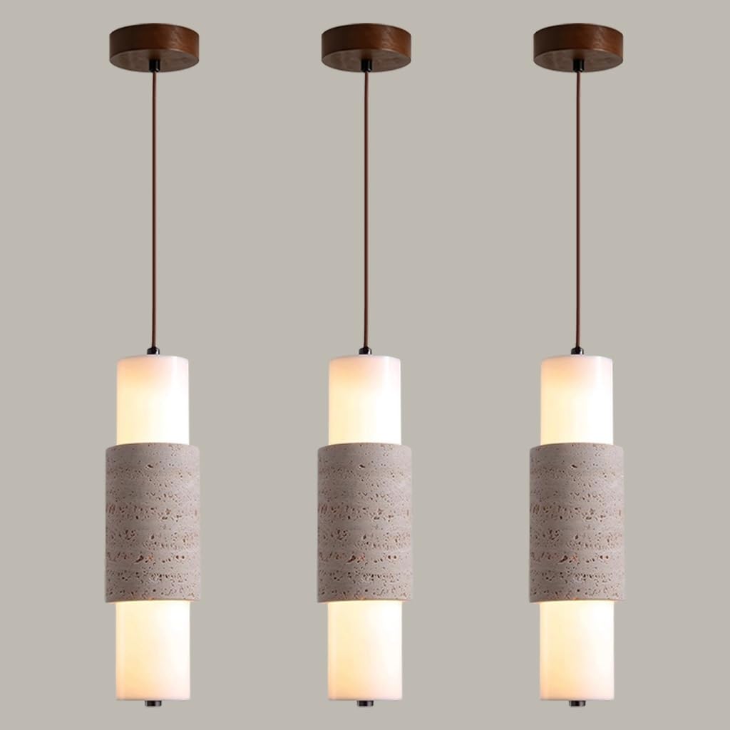 Lustre LED moderne en travertin jaune résolvant l'éclairage direct - 8