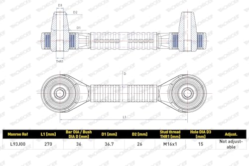 Bras de suspension de guidage MONROE L93J00 triangle de direction stable - 2