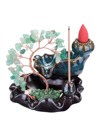 Jovivi-Backflow-Incense-Burner-Ceramic-Incense-Waterfall-Natural-Green-Aventurine-Healing-Crystal-Money-Tree-Incense-Holder-for-Wealth-Good-Luck-Yoga-Meditation-Home-Decor