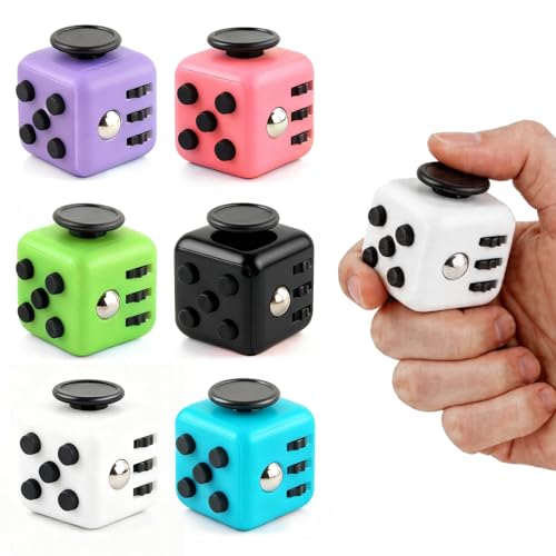 6 Pack Fidget Cubes Infinity Cube Toys for Adults & Kids, Multi-Sided Sensory Anxiety Relief Toys for ADD, ADHD, OCD, Autism, Cool Handheld Fidget Gadgets for Stress and Focus (Pure)