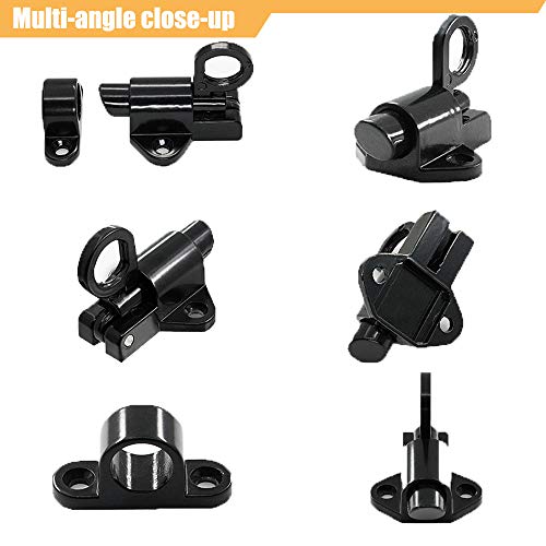 Spring Riegelschloss, 4 Stücke Türschloss Fenster Tor Sicherheit Pull Ring, Automatische Verriegelung mit Schraube, Automatischer Rückprall, für Balkontüren, Gartentüren, Fenster (Schwarz und Silber)